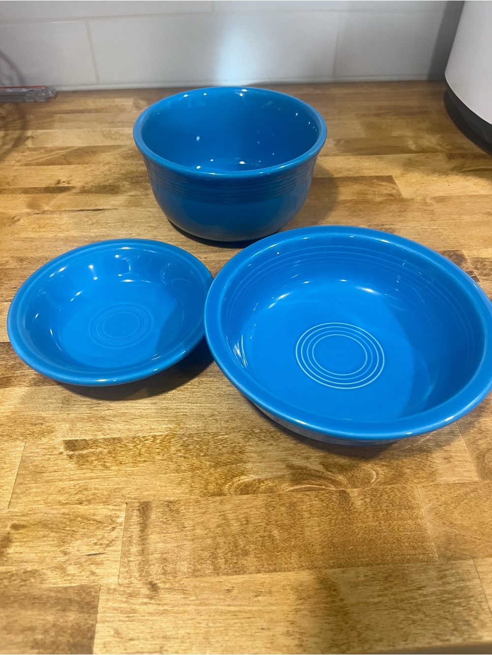 Fiestaware Bright Blue Mixing and Serving Bowls - Set of 3